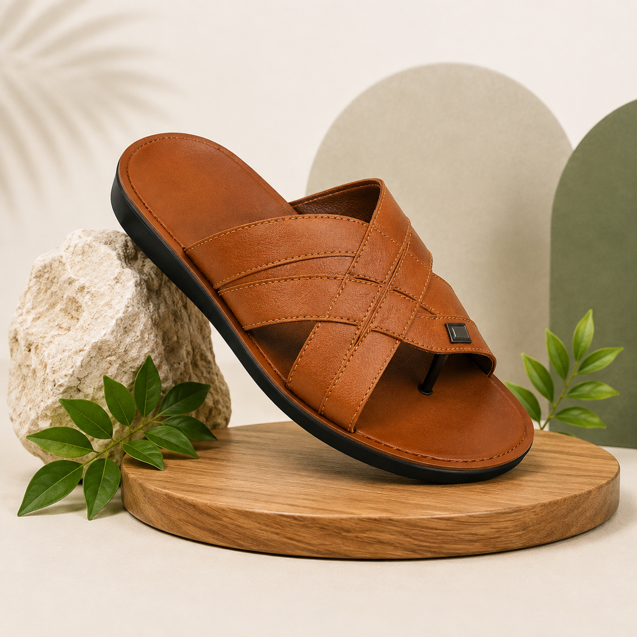 Men's Sandal - Tan Cross
